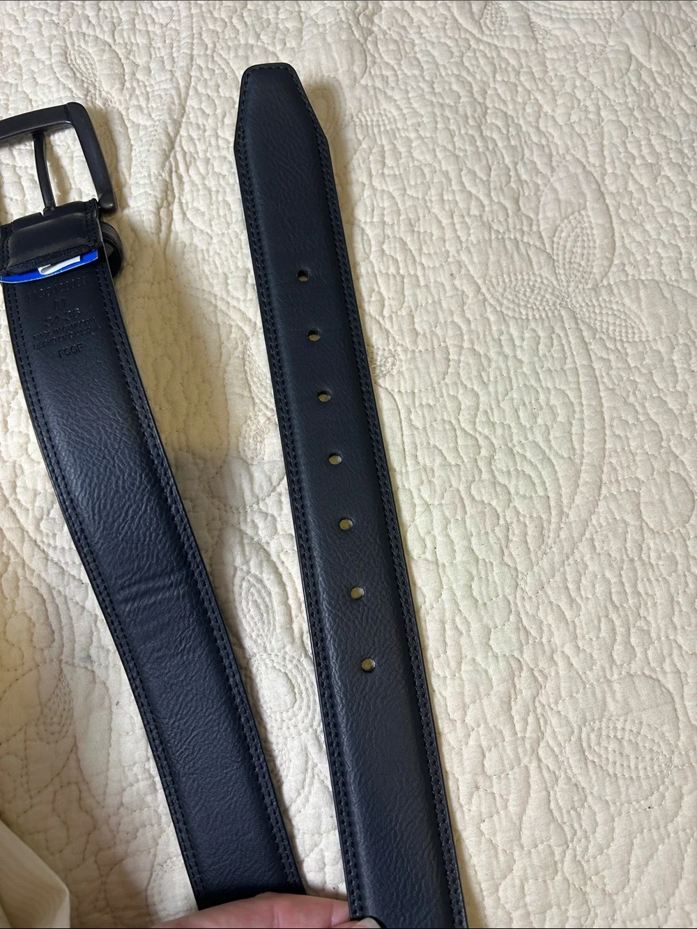 Columbia Black Leather Belt with Matte Silver Buckle